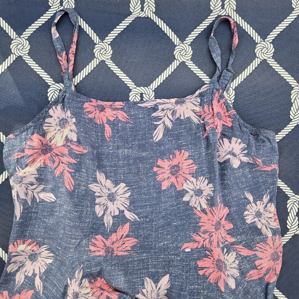 GAP Floral Print Cami Mini Dress Blue & Pink Unlined Spaghetti Strap Smocked S - Picture 3 of 7